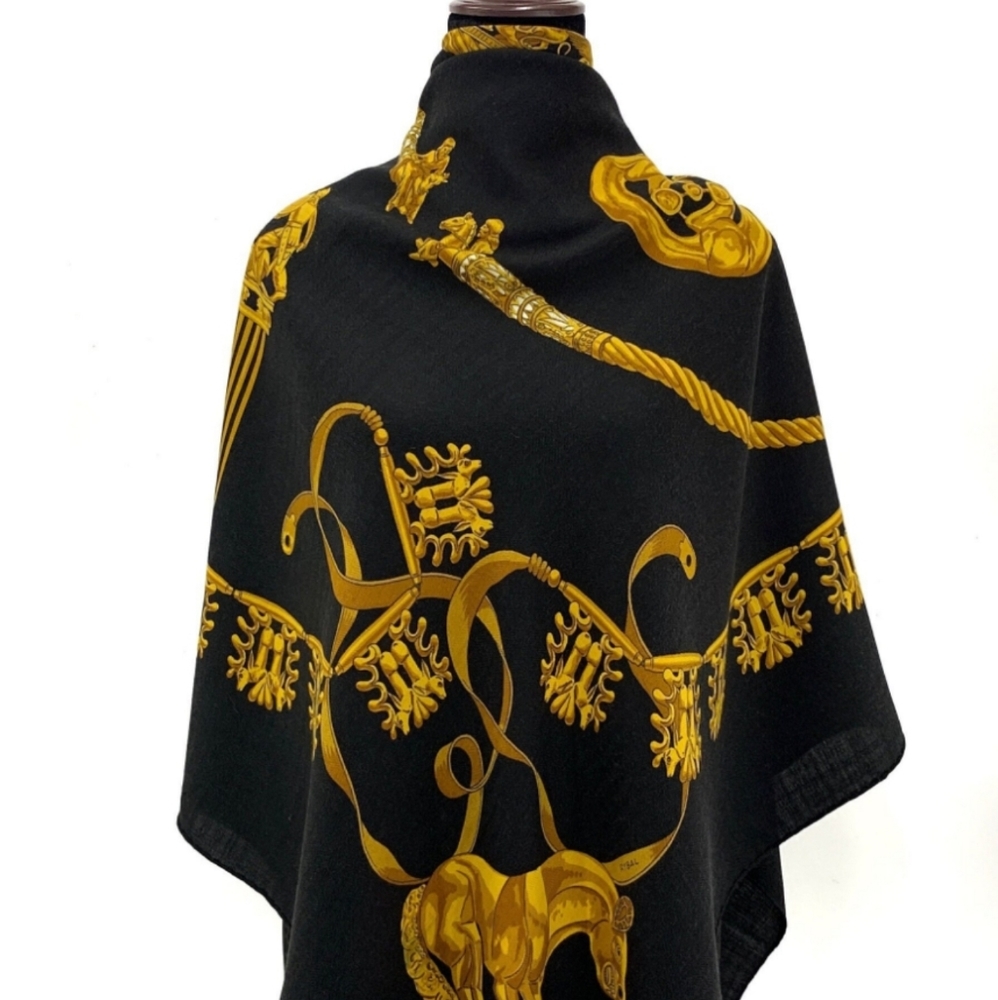 Vintage Rare Hermes Cashmere Silk Scarf Les Cavaliers D'or
